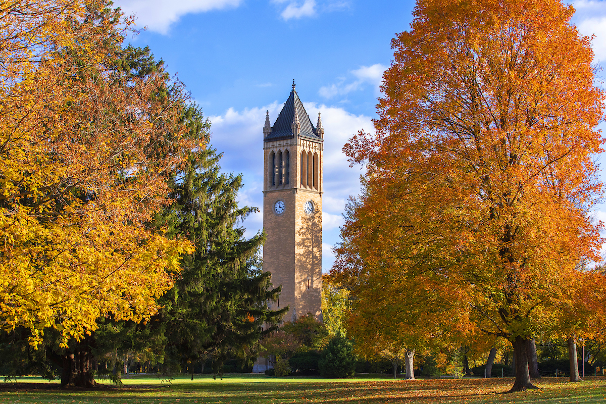 The Campanile from afar in the fall