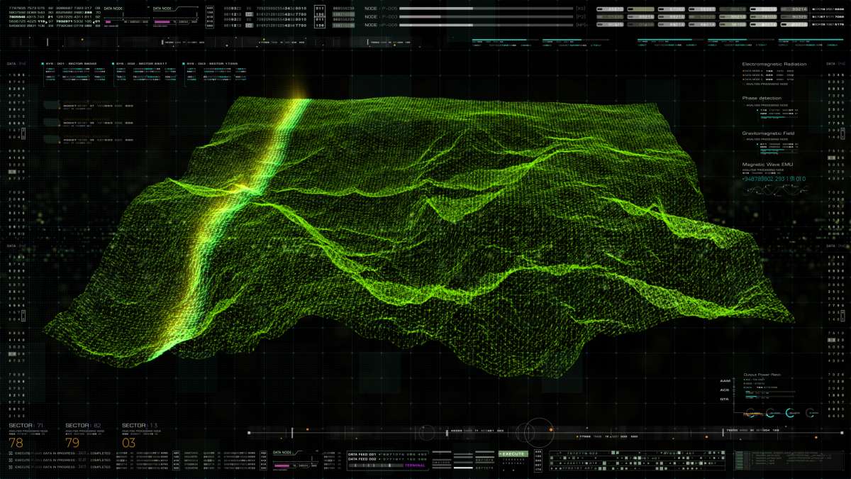 A screenshot of a computer program used to map topography.